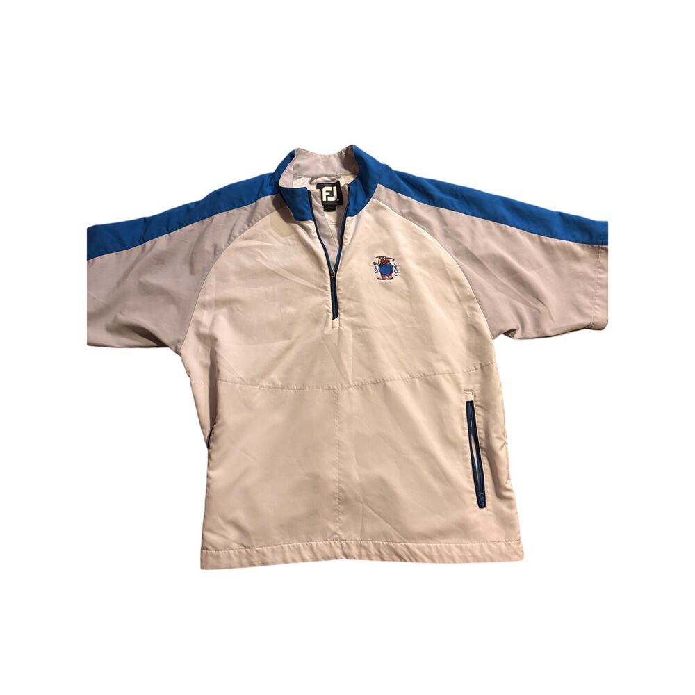 FootJoy Golf Pullover Jacket Men’s Large White Blue Big Jac Tournament